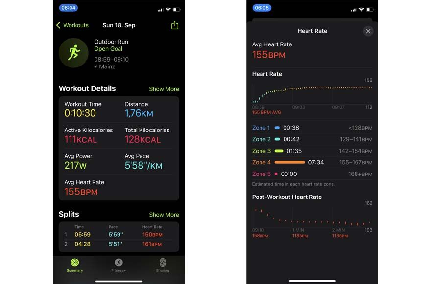 В приложении для тренировок можно увидеть зарегистрированный пульс.